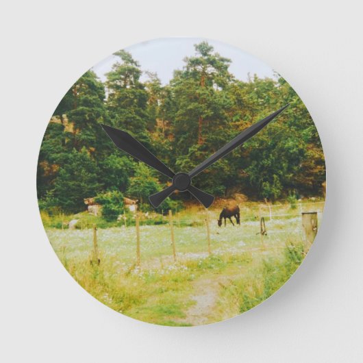 Schwedische Landschaft Runde Wanduhr (Vorderseite)