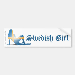 Schwedische Mädchen-Silhouette-Flagge Autoaufkleber
