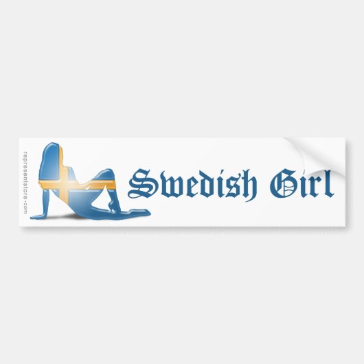 Schwedische Mädchen-Silhouette-Flagge Autoaufkleber (Vorne)