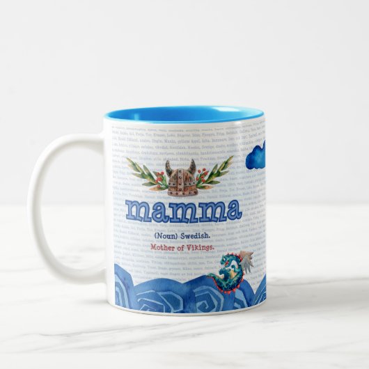 Schwedische Mamma (Mutter) Mutter der Wikinger Zweifarbige Tasse (Links)
