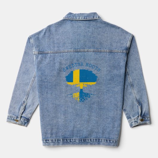 Schwedische Roots-Flagge Jeansjacke (Rückseite)