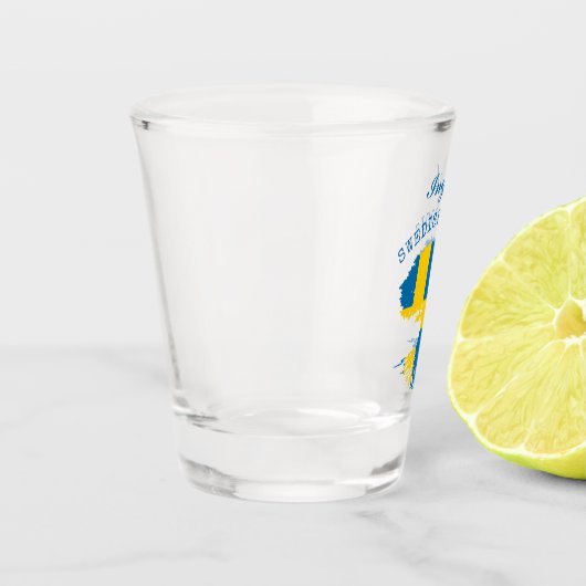 Schwedische Roots-Flagge Personalisiert Schnapsglas (Links)