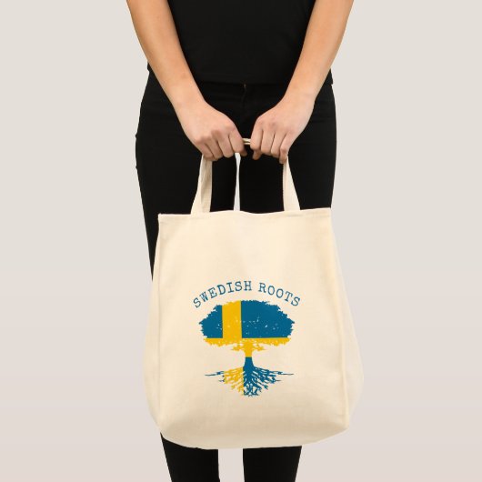 Schwedische Roots-Flagge Tragetasche (Vorderseite (Produkt))