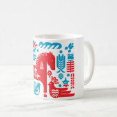 Schwedische rote und blaue Dala Tasse (VorderseiteRechts)
