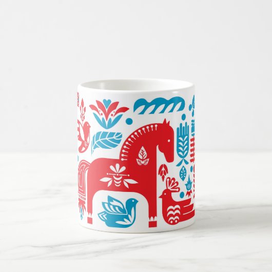 Schwedische rote und blaue Dala Tasse (Mittel)