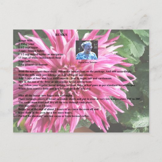 Schwedische Rusks Rezept Postkarte (Vorderseite)