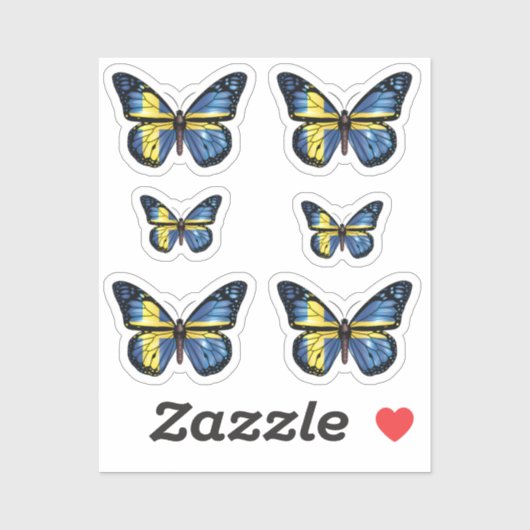 Schwedische Schmetterlingsmonarchflagge Aufkleber (Blatt)