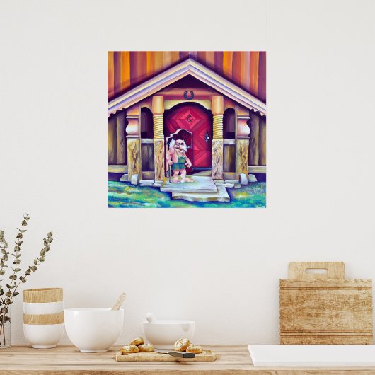 Schwedische skandinavische Funny Watercolor Troll Poster (Küche)