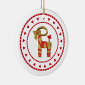 Schwedische Stroh-Ziege mit Herzen Keramikornament (Rechts)