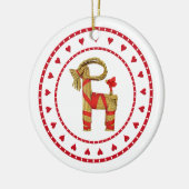 Schwedische Stroh-Ziege mit Herzen Keramikornament (Links)