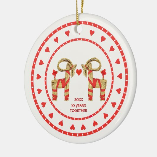 Schwedische Stroh-Ziegen 10 Jahre zusammen datiert Keramikornament (Links)