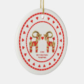 Schwedische Stroh-Ziegen-1. Weihnachten zusammen Keramikornament (Rechts)