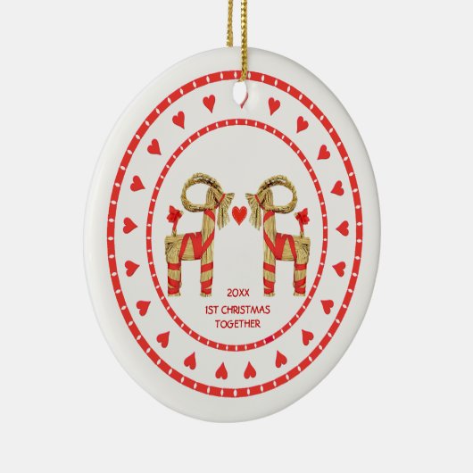 Schwedische Stroh-Ziegen-1. Weihnachten zusammen Keramikornament (Rechts)
