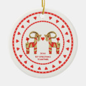Schwedische Stroh-Ziegen-1. Weihnachten zusammen Keramikornament (Vorne)