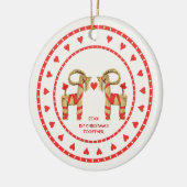 Schwedische Stroh-Ziegen-1. Weihnachten zusammen Keramikornament (Links)