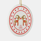 Schwedische Stroh-Ziegen 5 Jahre zusammen datiert Keramik Ornament (Rechts)