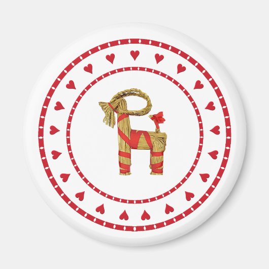 Schwedische Strohziege mit Herz Magnet (Vorne)