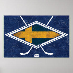 Schwedische Sverige Ice Hockey Poster Print