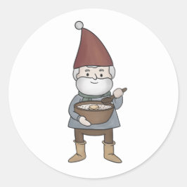 Schwedische Tomte Gnome & Porridge Illustration Runder Aufkleber
