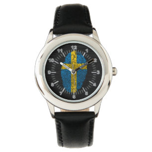 Schwedische Touchfingerabdruckflagge Armbanduhr