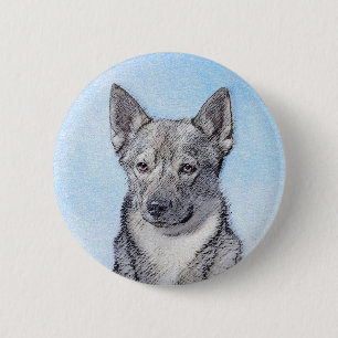 Schwedische Vallhund-Malerei - Niedliche Original  Button
