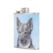 Schwedische Vallhund-Malerei - Niedliche Original  Flachmann (Links)