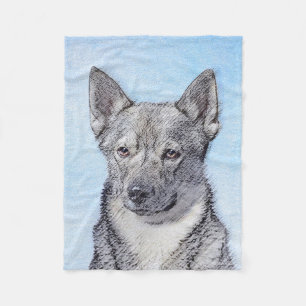 Schwedische Vallhund-Malerei - Niedliche Original Fleecedecke