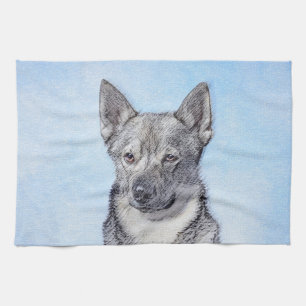Schwedische Vallhund-Malerei - Niedliche Original  Geschirrtuch