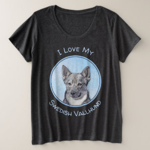 Schwedische Vallhund-Malerei - Niedliche Original Große Größe T-Shirt