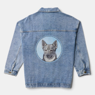 Schwedische Vallhund-Malerei - Niedliche Original  Jeansjacke