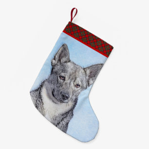 Schwedische Vallhund-Malerei - Niedliche Original Kleiner Weihnachtsstrumpf