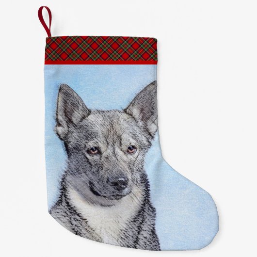 Schwedische Vallhund-Malerei - Niedliche Original Kleiner Weihnachtsstrumpf (Vorderseite)