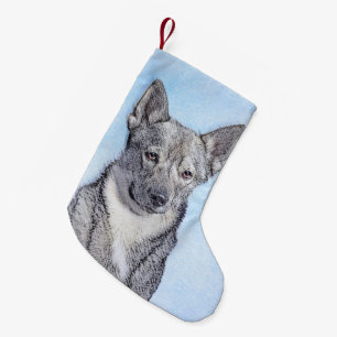 Schwedische Vallhund-Malerei - Niedliche Original  Kleiner Weihnachtsstrumpf