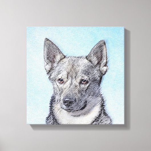 Schwedische Vallhund-Malerei - Niedliche Original Leinwanddruck (Vorderseite)