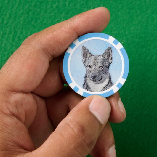 Schwedische Vallhund-Malerei - Niedliche Original Pokerchips (Hand)