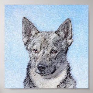 Schwedische Vallhund-Malerei - Niedliche Original  Poster