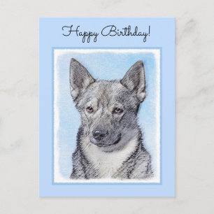 Schwedische Vallhund-Malerei - Niedliche Original Postkarte