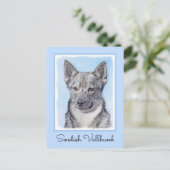 Schwedische Vallhund-Malerei - Niedliche Original  Postkarte (Stehend Vorderseite)