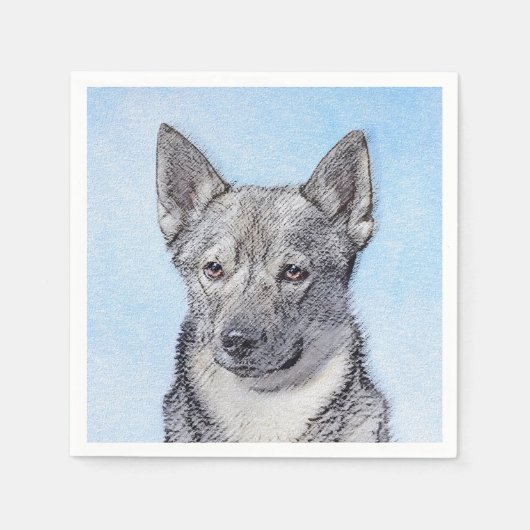 Schwedische Vallhund-Malerei - Niedliche Original Serviette (Vorderseite)