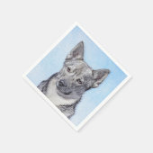 Schwedische Vallhund-Malerei - Niedliche Original Serviette (Ecke)