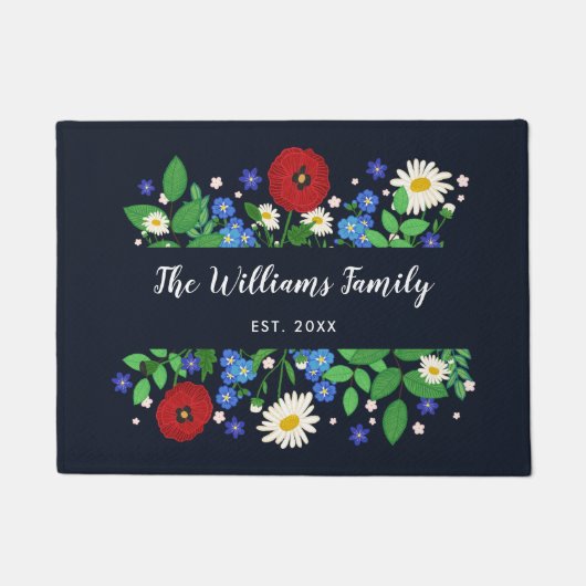 Schwedische VolksBlumen - Familienname Fußmatte (Vorderseite)