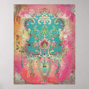 Schwedische Volkskunst Antike Skandinavische Ethni Poster