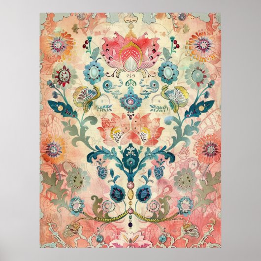 Schwedische Volkskunst Vintag skandinavisches Ethn Poster (Vorne)