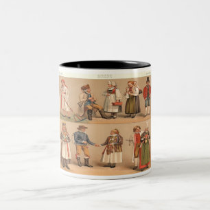 Schwedische Volkstrachten. Zweifarbige Tasse
