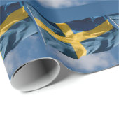 Schwedische Wellenflagge Geschenkpapier (Rolleneckpunkt)