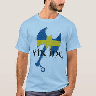 Schwedische Wikinger Schweden Flagge Axt T-Shirt
