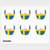 Schwedische Wikinghelmflagge Runder Aufkleber (Blatt)