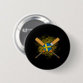 Schwedischer Cricket-Schläger und Ll-Flagge Schwed Button (Vorne & Hinten)
