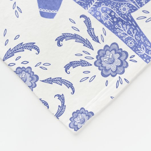 Schwedischer Dala Horblue und White Fleece Blanket (Ecke)