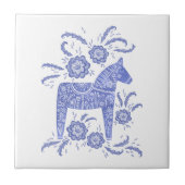 Schwedischer Dala Horse Blauer und Weiße Keramik T Fliese (Vorderseite)